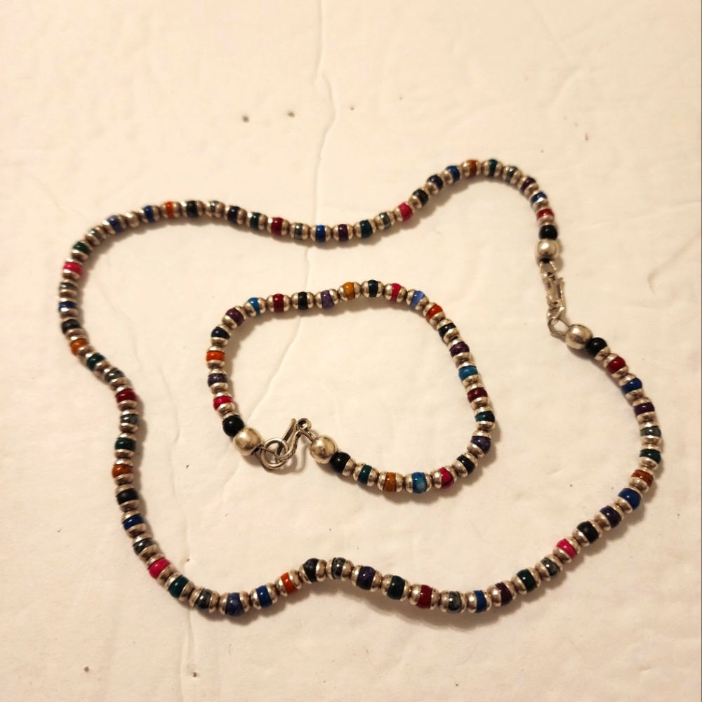 Treska Multicolor Cluster Rainbow Matching Necklace and Bracelet